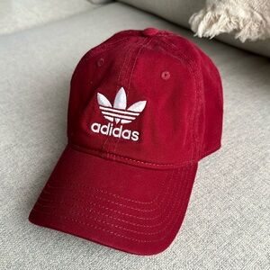 Adidas burgundy dad hat